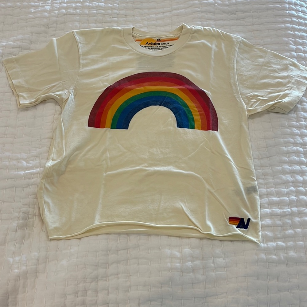 Rainbow Aviator Nation Tee - White